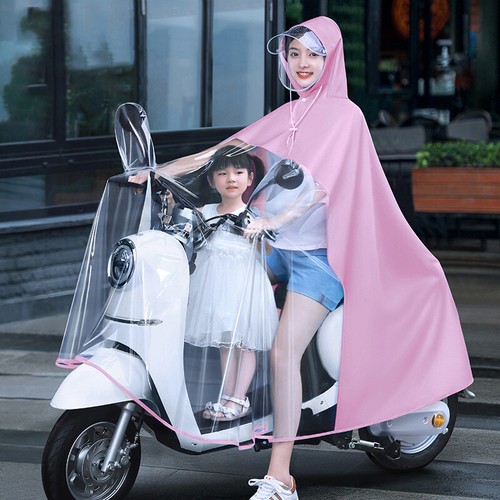 Waterproof Mobility Scooter Bike PVC Rain Suit Poncho Transparent Hooded Coat - Picture 16 of 17