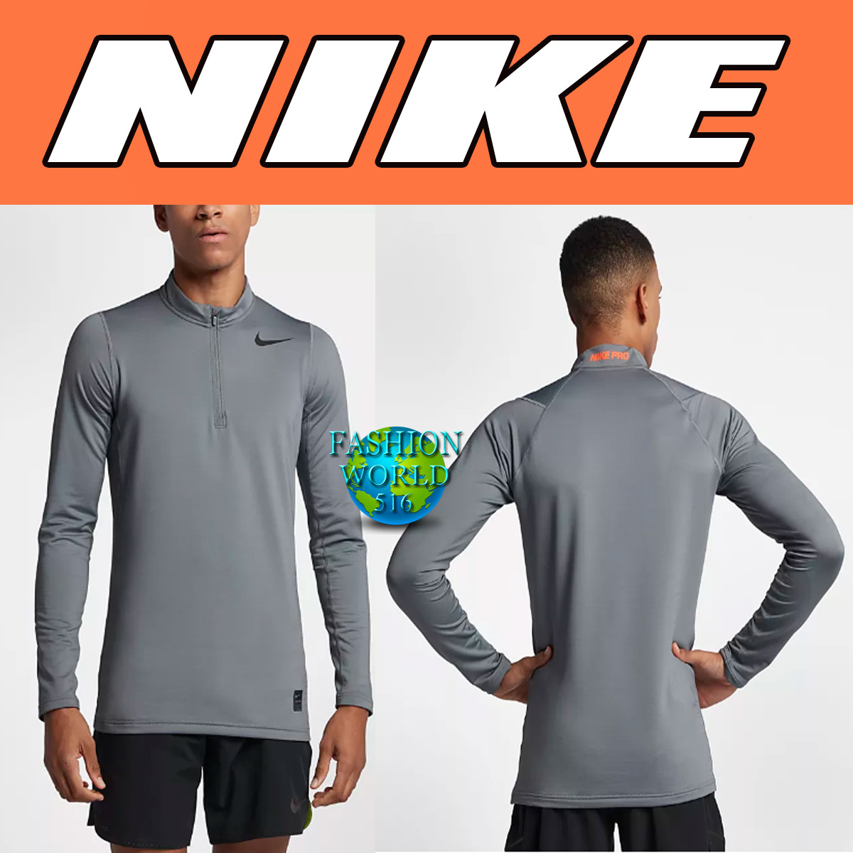 Nike Men's Pro Warm 1/2 Zip Fitted Dri-FIT Training Top Size L