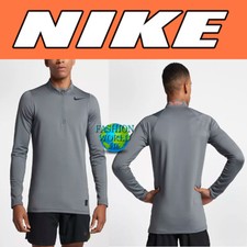 Nike Men's Pro Warm 1/2 Zip Fitted Dri-FIT Training Top Size L Grey 838052 NWT