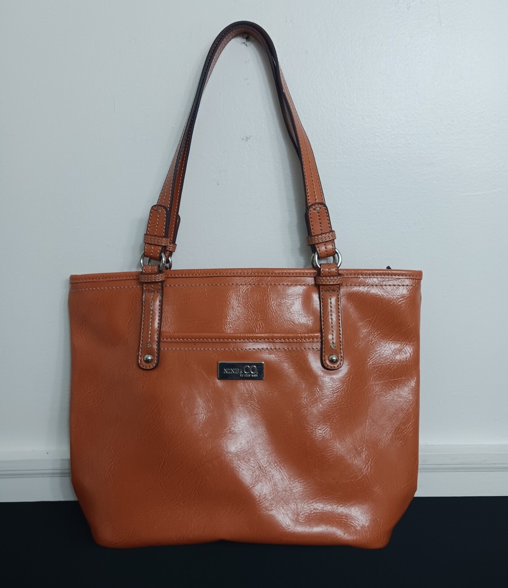Nine Nine West Purse Handbag Tote Patent Leather Peach