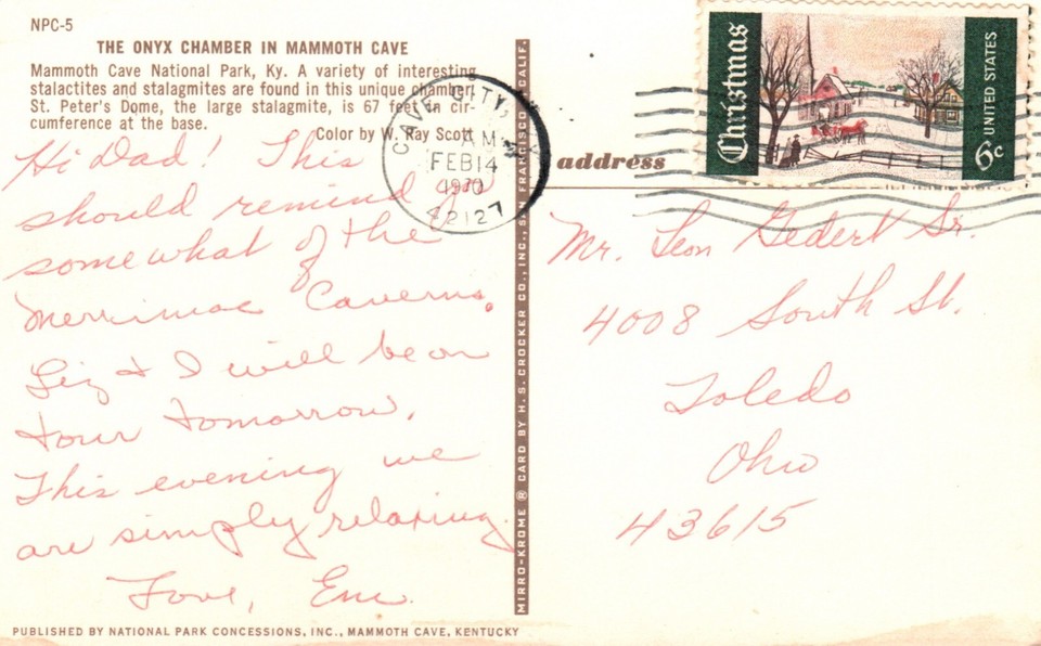 Postcard KY Mammoth Cave National Park Onyx Chamber 1970 Vintage PC