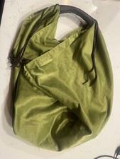 Monserat De Lucca Green Silk And Leather Fringe Shoulder Bag Purse