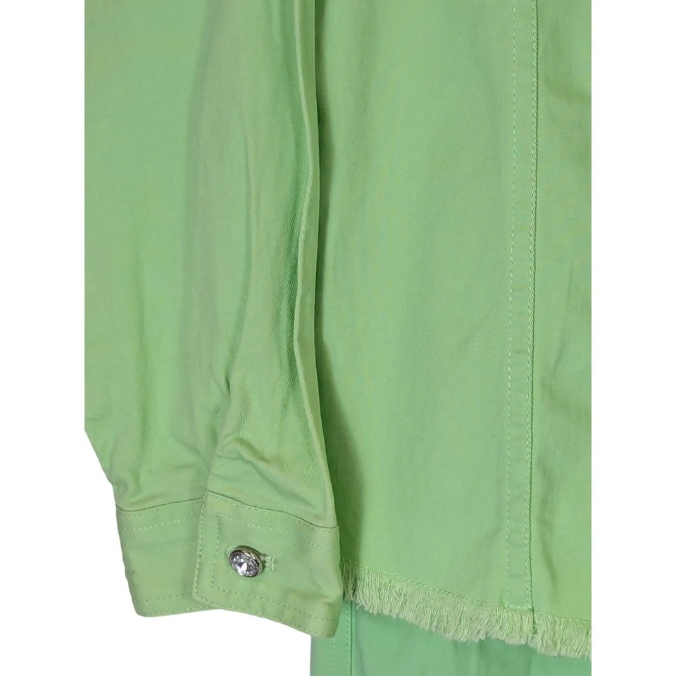 Quacker Factory Women size L Green Rhinestone Jean Jacket Pants Set Y2K Vintage - Image 4 of 4