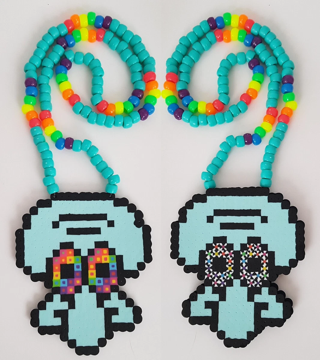 NEW Squidward X2 Rave Perler Necklace EDM EDC Fest Rave Dance