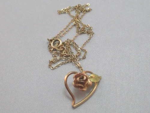 KREMENTZ HEART \u0026 ROSE PENDANT NECKLACE 