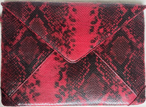 French Connection Faux Snakeskin Embossed Purse, Red & Black - Picture 2 of 7