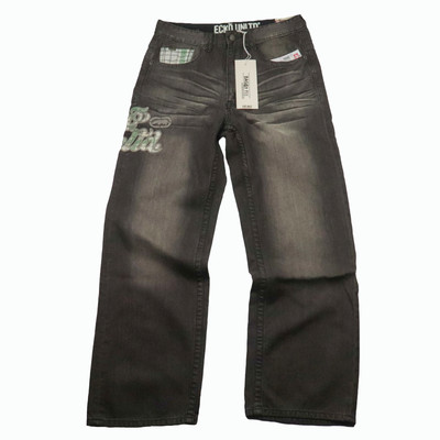  Ecko Unlimited Original Men's Baggy Fit  Denim Pant Applique, Smoke Wash