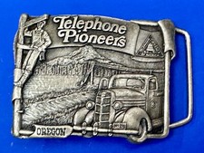 Oregon State Telephone Pioneers - A Look Back Vtg. 1983 Crater Lake Belt Buckle