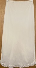 Vintage Van Raalte Long Small half slip floral lace trim Nylon Ivory USA