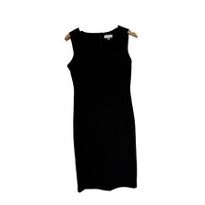 Calvin Klein Women’s Size 4 Black Vneck Polyester Blend Sleeveless Sheath Dress