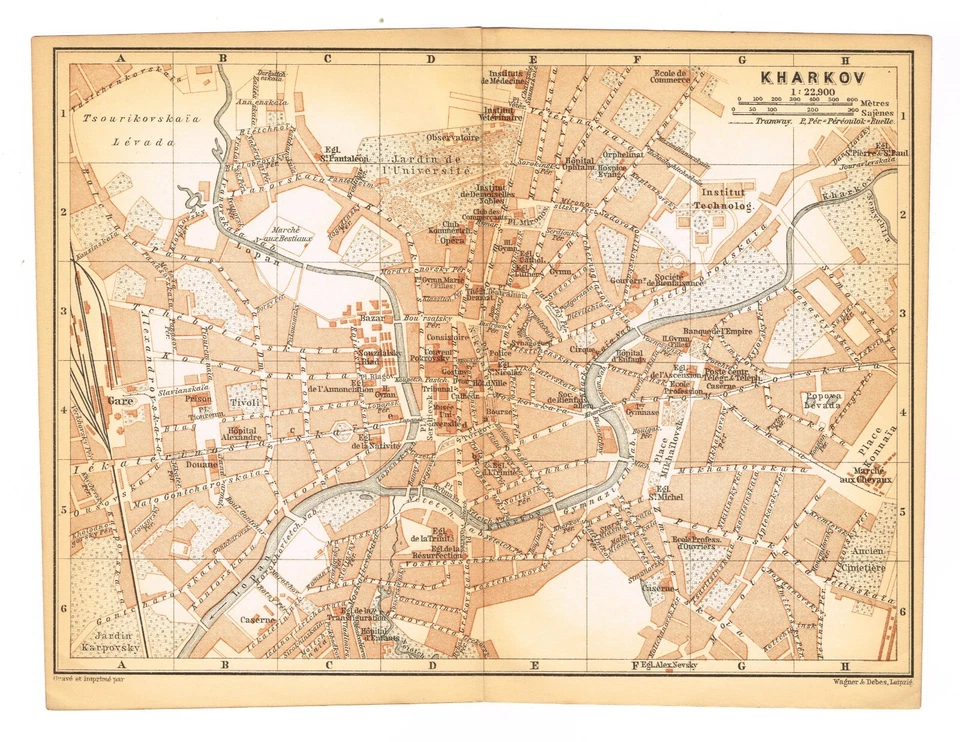 KHARKIV Харків mapa plano de la ciudad ORIGINAL 1897 UCRANIA УКРАЇНА JARKOV Foto 2 de 4