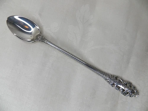 GORHAM CROWN BAROQUE STERLING SILVER ICED TEASPOON, ROPE EDGE  7 5/8" NO MONO