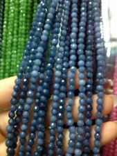 4mm Faceted Natural Brazilian Aquamarine Gemstone Round Loose Beads 15''
