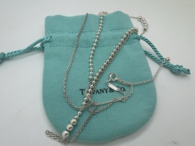 Tiffany Co Sterling Silver Mixed Bead Adjustable 28