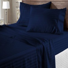 Best Bedding Items 1000TC-1200TC Egyptian Cotton Select Item Navy Blue Stripes