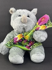 Vintage Commonwealth Gray RHINO Plush Stuffed Animal w/Safari Blanket