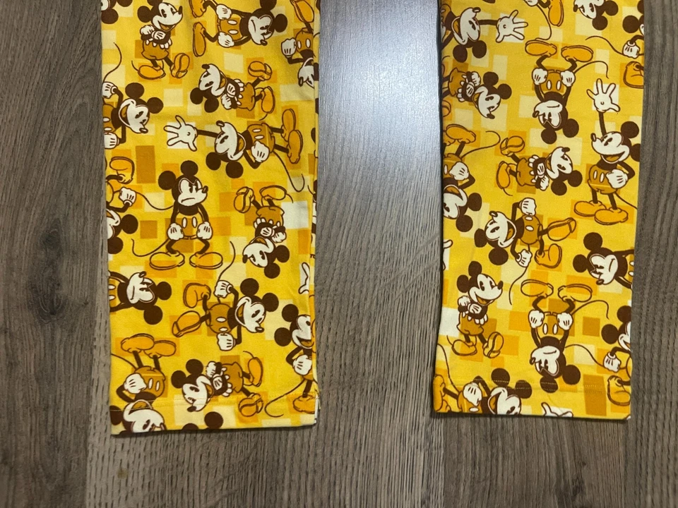 LuLaRoe Leggings, Womens One Size, Yellow Brown, Mickey Mouse, Pull On, Disney - Image 3 of 4