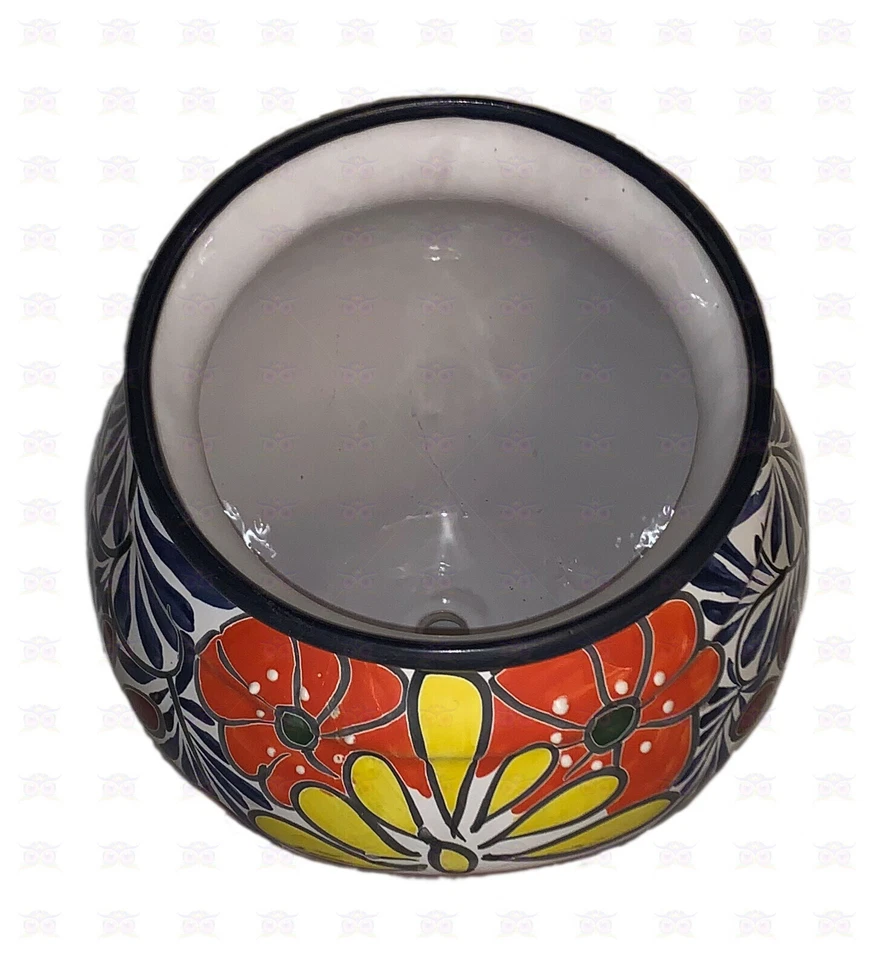 XOOCH MEXICO Talavera Blumentopf CUBANA dunkelblau medium, Kunsthandwerk aus Mex - Bild 2 von 4