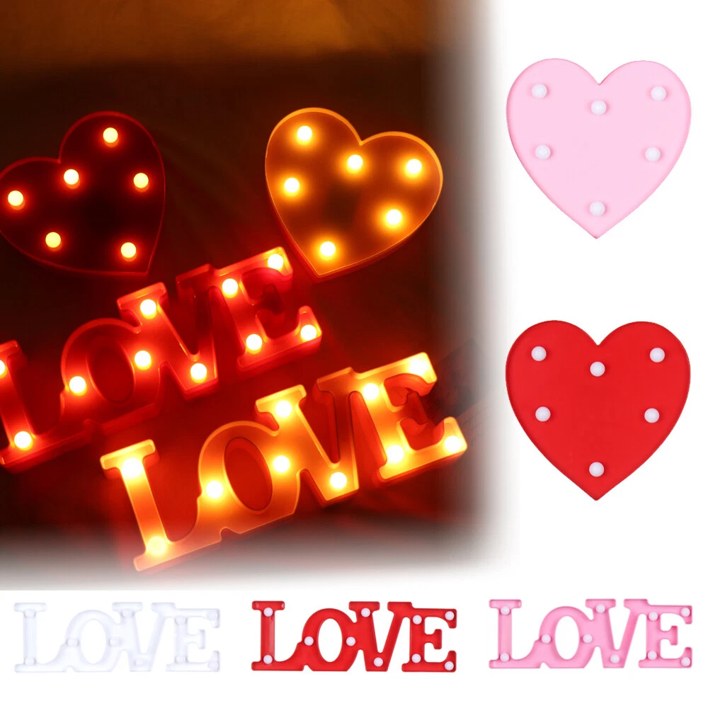 Table Decor Gift Sign 3D Love Heart Night Light LED Letter Valentine s Day Gift