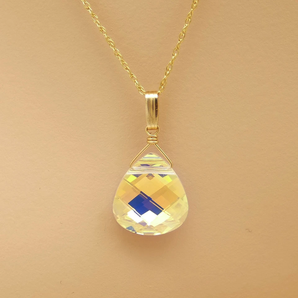 ⛶ ● FANTASTISCHES LICHTSPIEL ● Kristall Anhänger "AURORA" ygf 14k Gold 585 - Bild 3 von 4