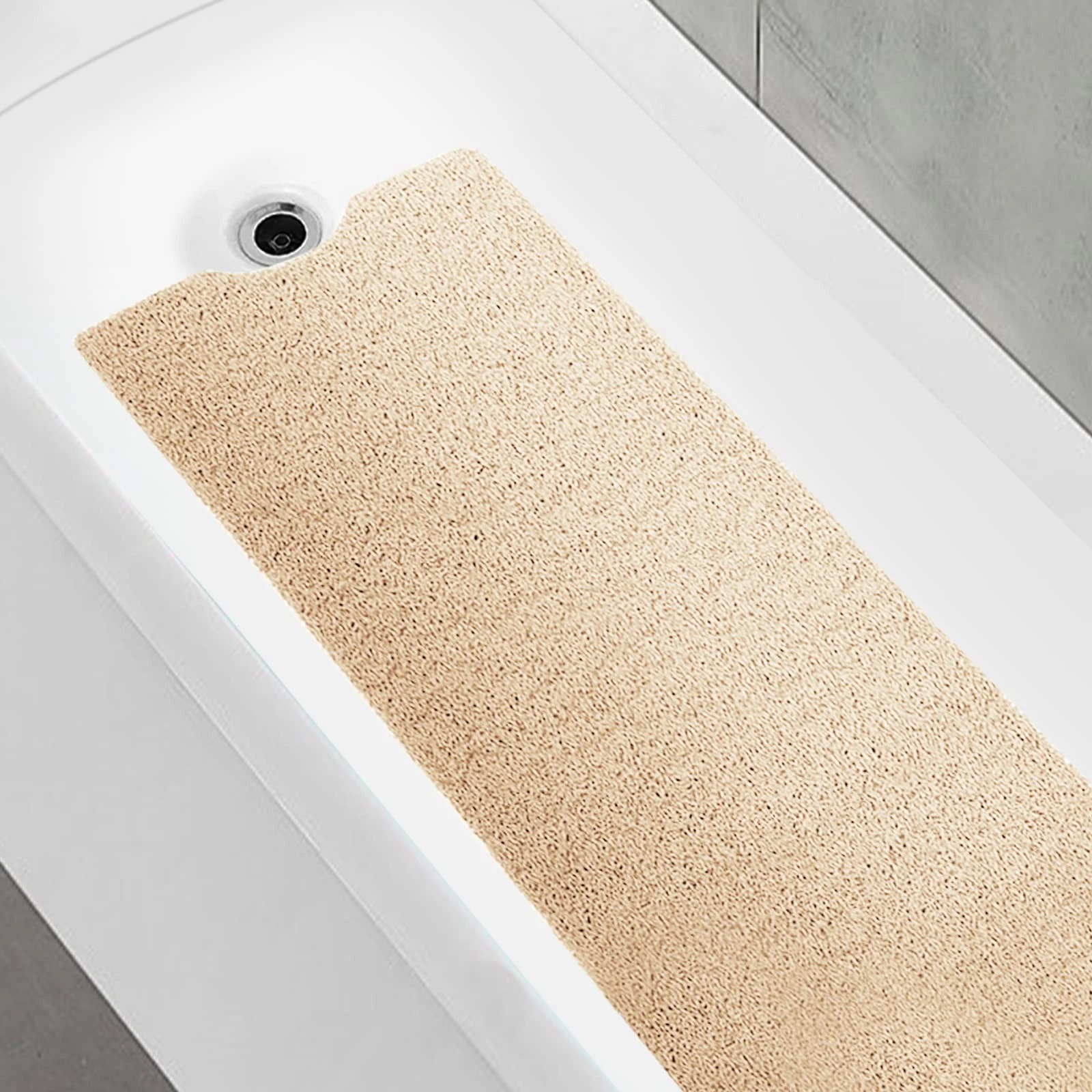 OXTAIL Bathtub Mat Non Slip Shower Soft PVC 40" x 16" (Rectangular), Beige