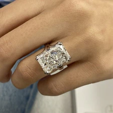 Radiant Diamond Ring E VVS2 IGI Certified 10.2 Ct Lab Grown 14K White Gold