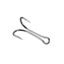 50Pcs 10# 0.55" Double Fish Hook Carbon Steel Open Shank Barbed Frog Hook Black