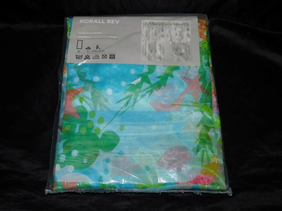 Ikea Korall Rev Cortinas Coral Arrecife Peces Tropicales 59 x 89" NUEVO Juego de Pares 2 Océano Foto 2 de 4