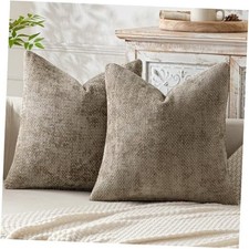 Pack of 2 Couch Throw Pillow Covers 18x18 Inch 18" x 18" Pack of 2 Khaki