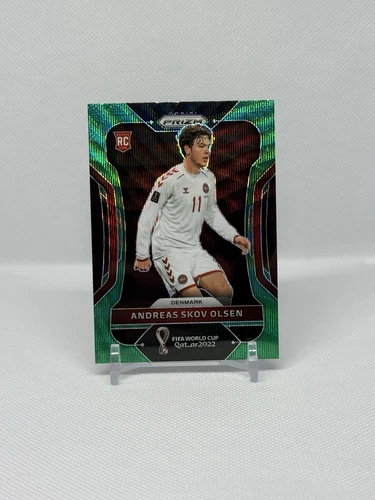 2022 Panini Prizm FIFA World Cup Qatar Andreas Skov Olsen RC Green Wave Prizm