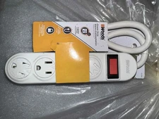4 Outlet Surge Protector Power Strip Grounded Flat Plug Extension Cord