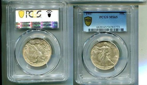 1947 P WALKING LIBERTY SILVER HALF DOLLAR PCGS MS65 8072T
