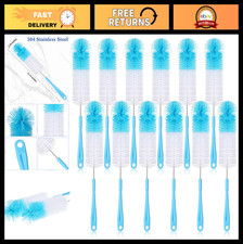 12 Pcs Long Bottle Cleaning Brush Set - Stainless Steel Handle for Narrow Neck B