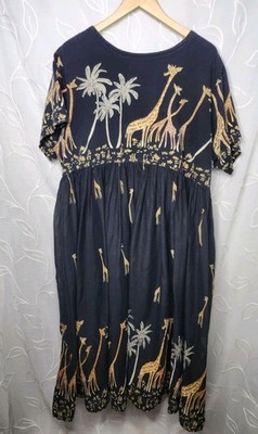 Woman Within PLUS 2X Safri Giraffe Dress Flowy 100% Cotton Lightweight Summer