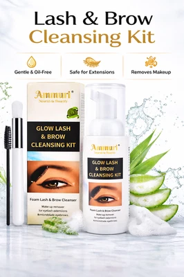 Ammuri Glow Lash & Brow Cleansing Kit - Pinsel, Reiniger & Wasser - 50ml Fluid