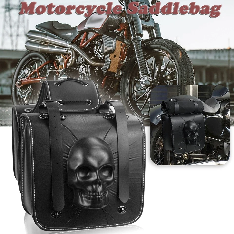 Motorcycle Saddle Bag Tool Side Bag Fit For Yamaha Virago XV400 XV535 Foto 4 de 4