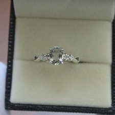 925 Sterling Silver Green Amethyst/Prasiolite Ring Natural Gemstone Women Ring