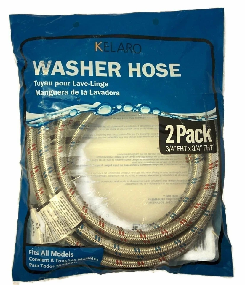 Mangueras para lavadora de acero inoxidable premium (paquete de 2) codificadas por colores Foto 2 de 4