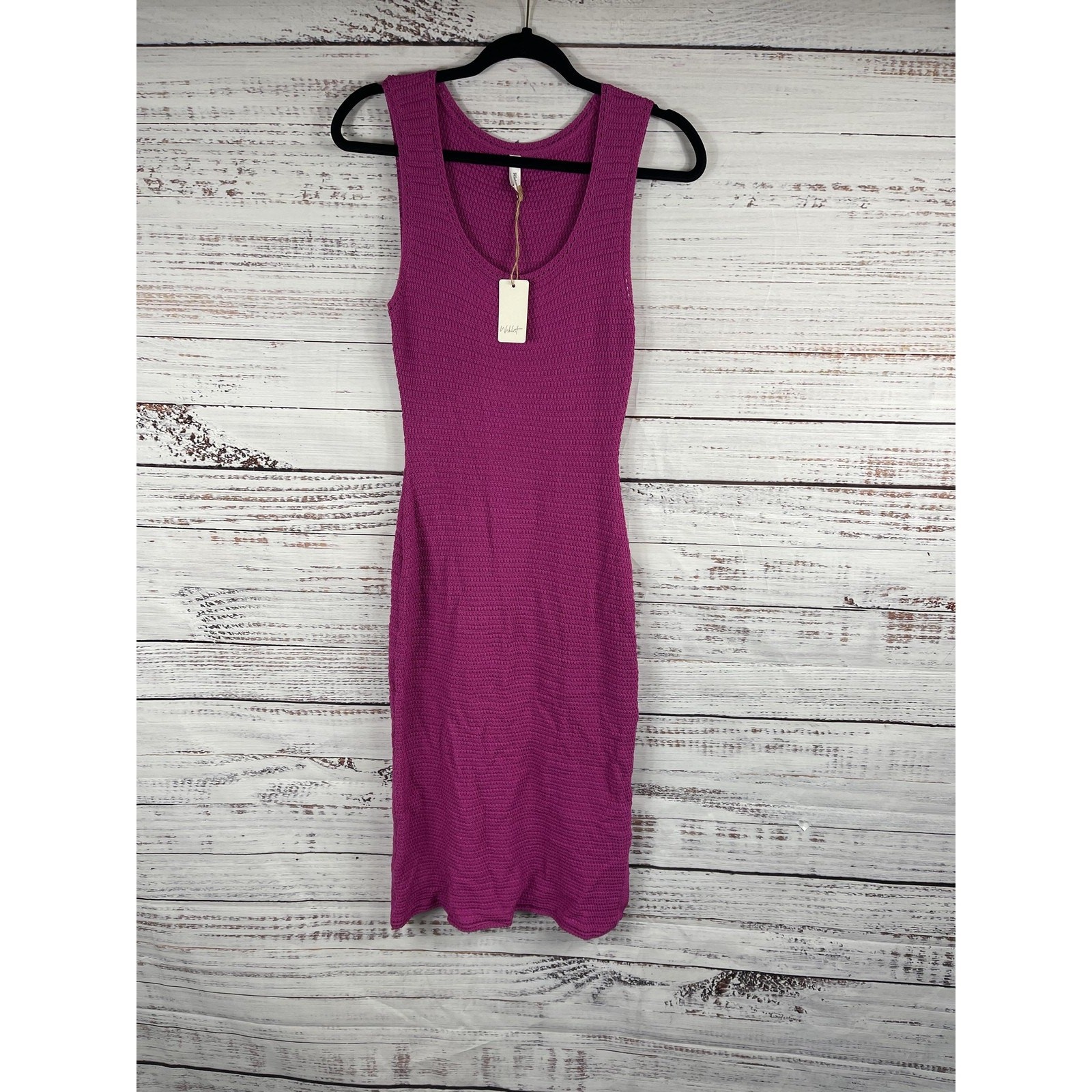 Wishlist Dress Women's Size Medium Purple Waffle Knit Sleeveless Scoop Neck Midi