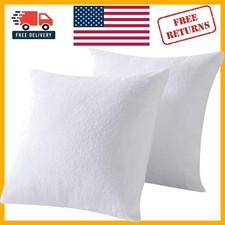 Elegant 2 Pack Zippered Pillow Covers - 16x16 Soft Bamboo Terry, Waterproof
