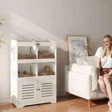 PawHut Large Hamster Cage for Multiple Small Pets with Storage Cabinet