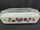 Vintage PYREX Golden Pine Cone 2 Qt SpaceSaver Casserole Dish 575 & Lid