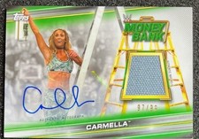 2019 Topps WWE Money in the Bank CARMELLA RELIC MAT AUTO Green /99 #A-CM Signed