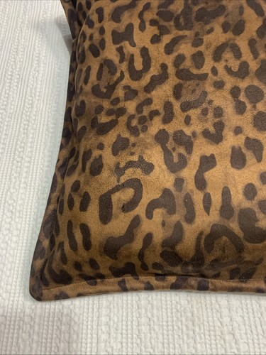 Black And Brown Cheetah Leopard Print Pillow 16” X 16” Square Faux Skin New - Picture 3 of 14