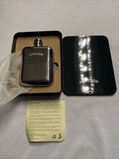 Jameson Silver Flask In Green Metal Gift Box New Never Used