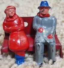 Vintage 1950's Cast Lead Couple Sitting on Bench Figurine - Barclay 