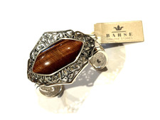 BARSE FLOURISH SILVER OVERLAY CUTOUT CUFF BRACELET RED TIGERS EYE STONE NEW NWT