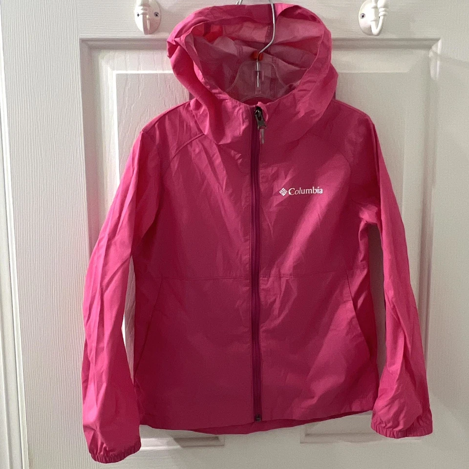 Columbia Girls Switchback II Pink Rain Zip Hooded Jacket Windbreaker XS (6/6x) - Image 2 of 4
