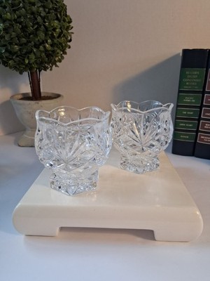 Vtg 1960/70's Noritake Hampton Hall Design 24% Lead Cut Crystal TeaLight Holders