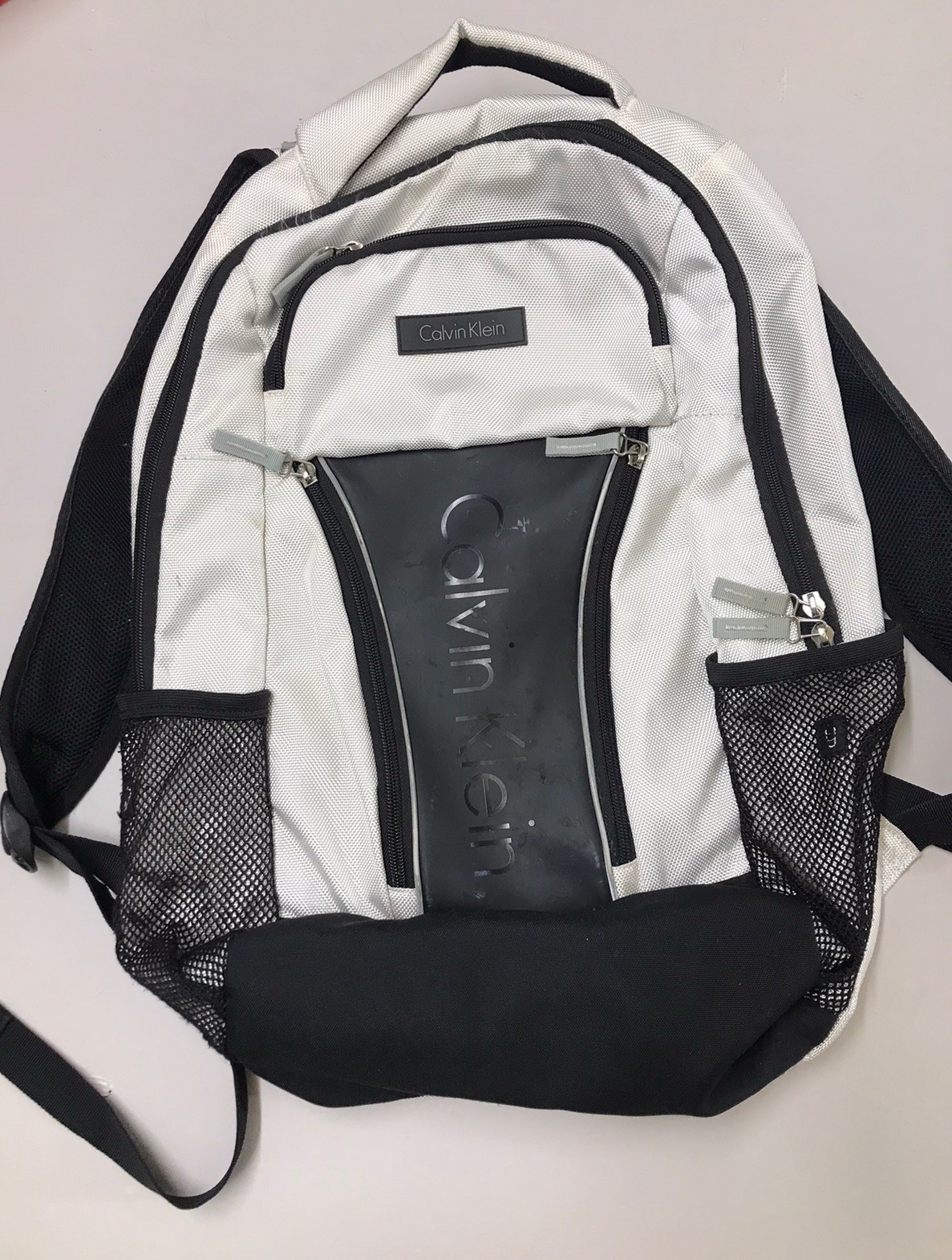 Silver Black Laptop Bookbag Multi Pocket School $139.50
